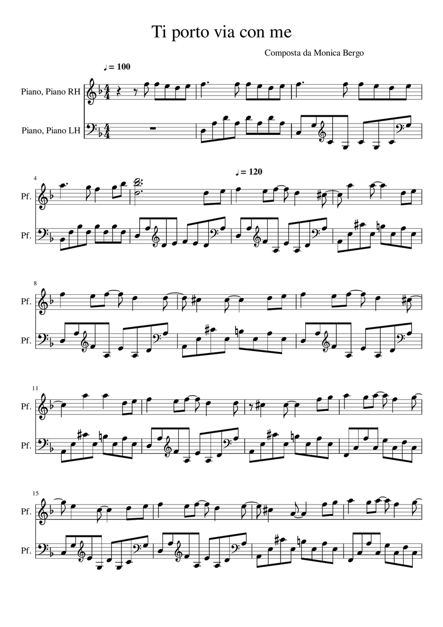 Ti porto via con me Piano Solo scores gallery preview page 1