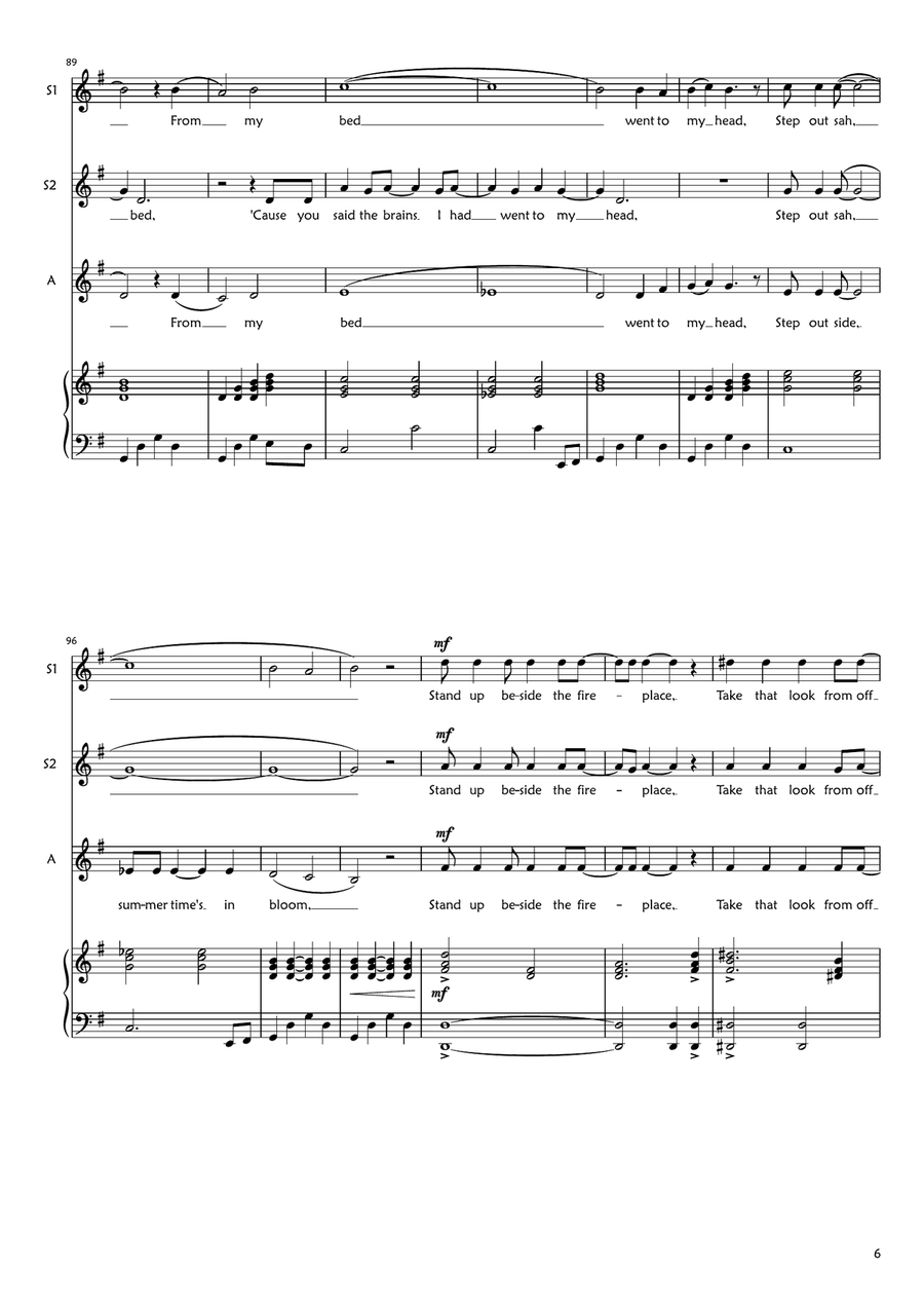 Don't Look Back In Anger SSA scores gallery preview page 6
