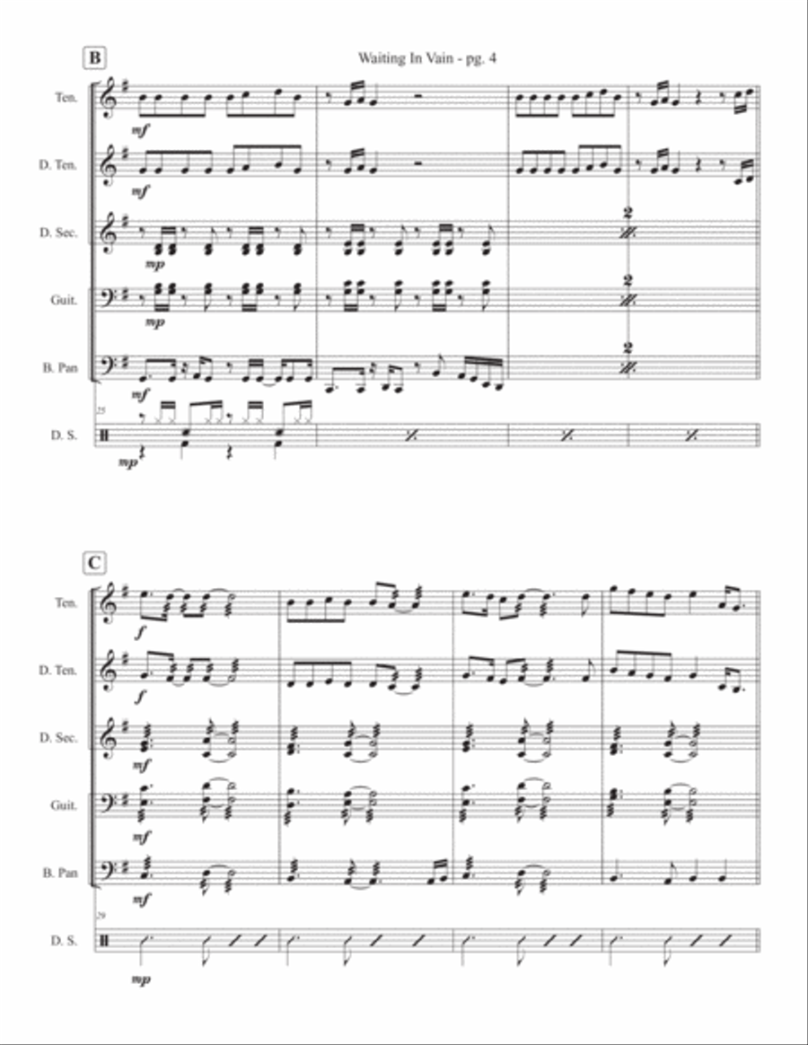 Waiting In Vain Percussion Ensemble scores gallery preview page 4
