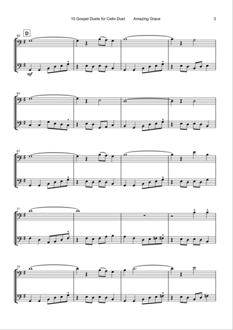 10 Gospel Duets for Cello String Duet scores gallery preview page 5