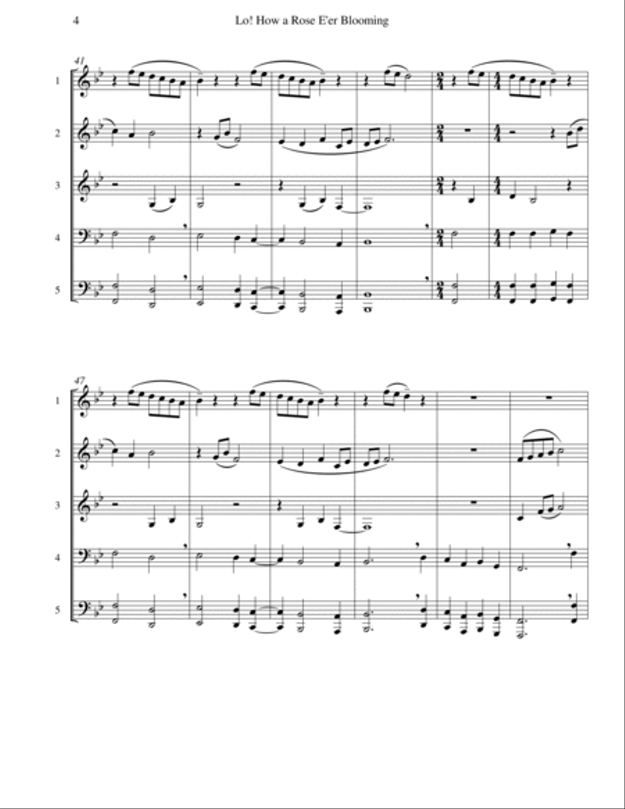 Lo! How a Rose E’er Blooming (Brass Quintet) Brass Quintet scores gallery preview page 5