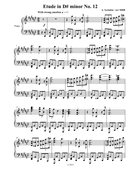 Etude in D# minor of Scriabin, Edited and Arranged for the "average hand and technique". image number null