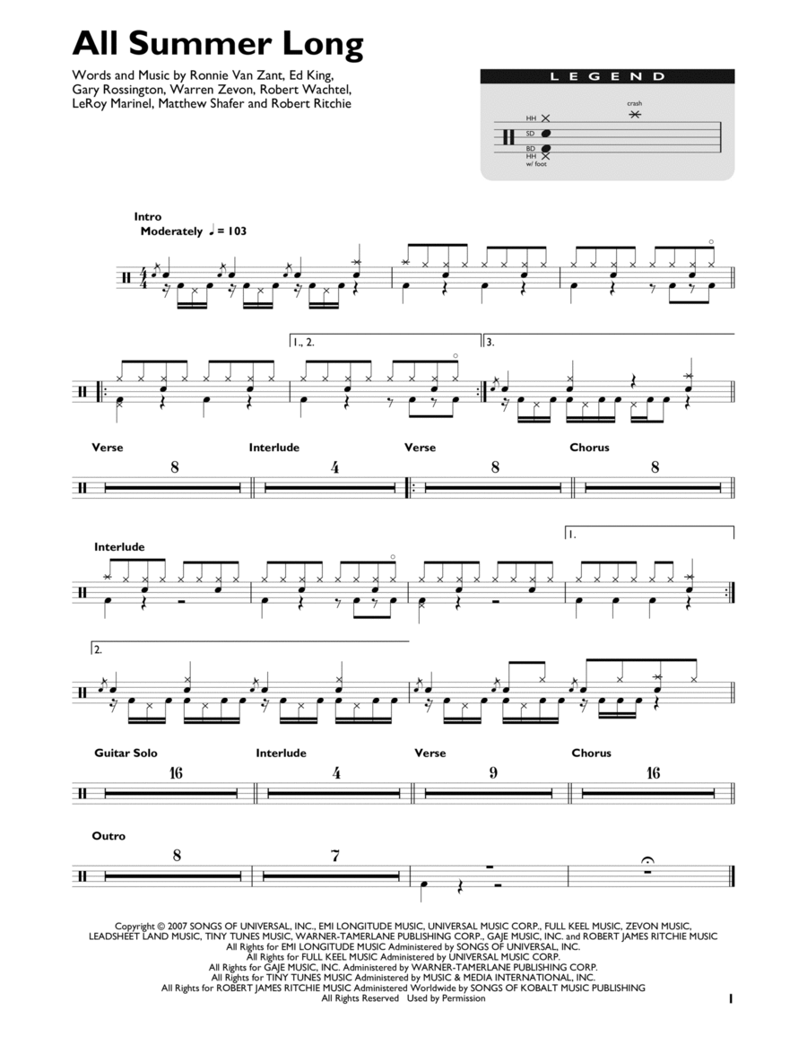 All Summer Long All Summer Long Drum Set scores gallery preview page 1