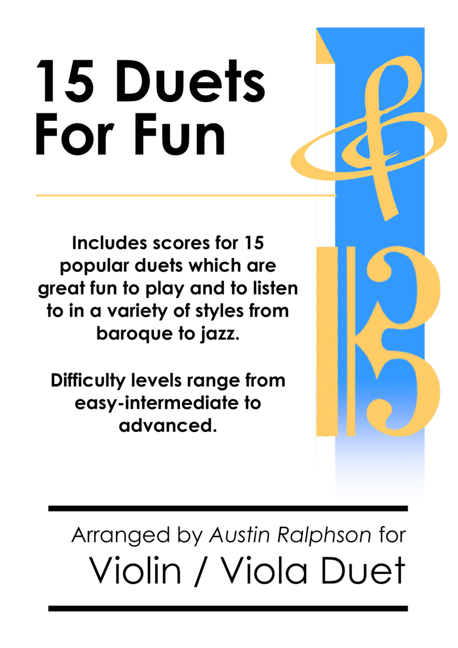 15 Violin and Viola Duets for Fun (popular classics) - various levels String Duet scores gallery preview page 1