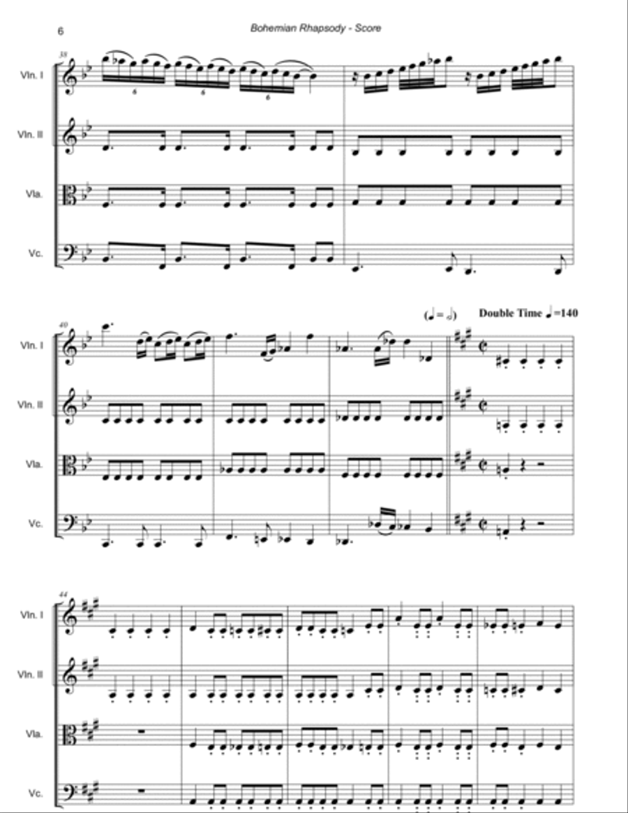 Bohemian Rhapsody String Quartet scores gallery preview page 6