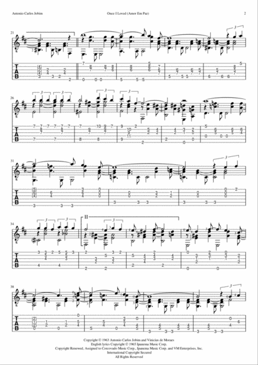 Once I Loved (amor Em Paz) (love In Peace) Guitar Solo scores gallery preview page 2