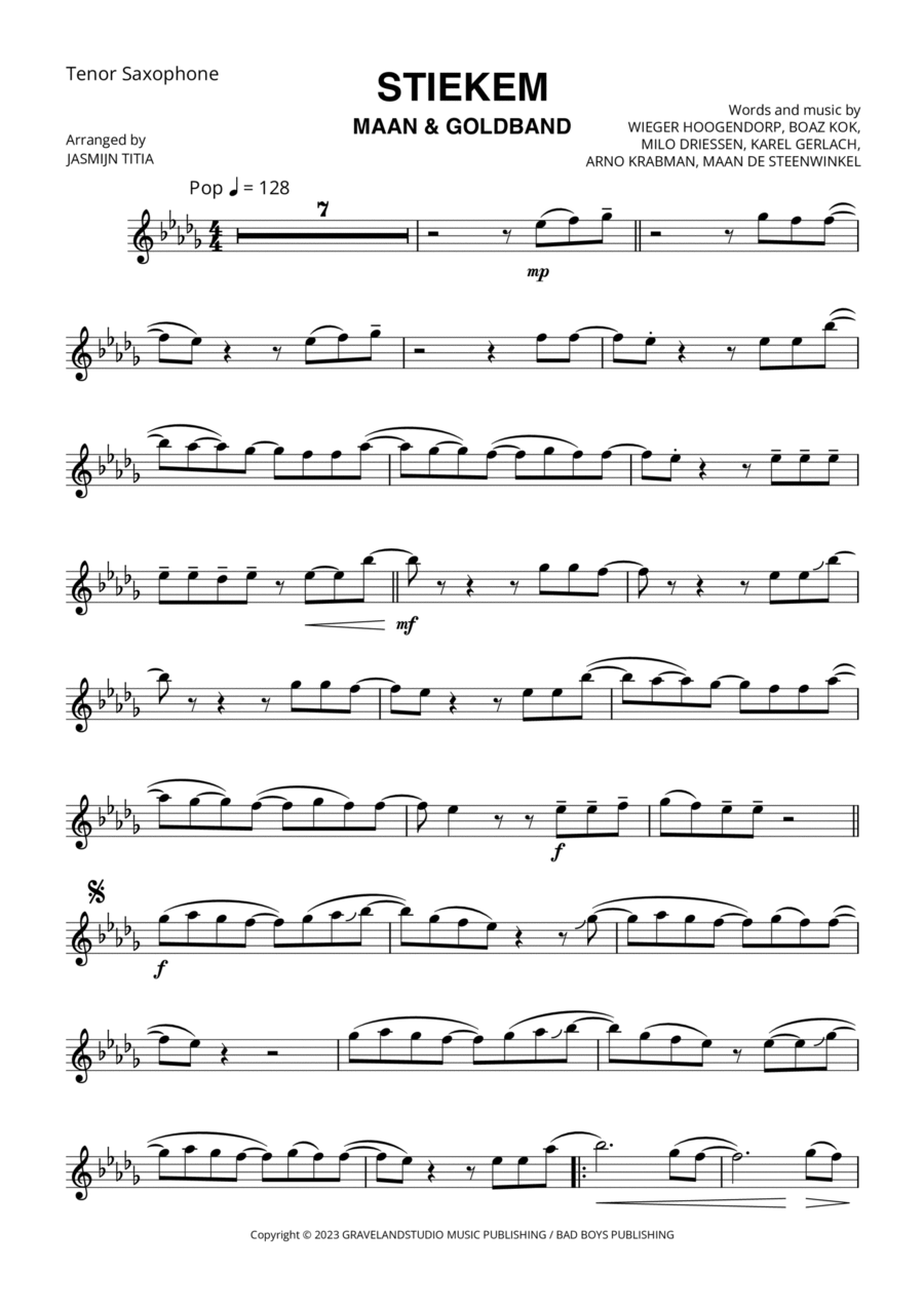 Stiekem Tenor Saxophone scores gallery preview page 1