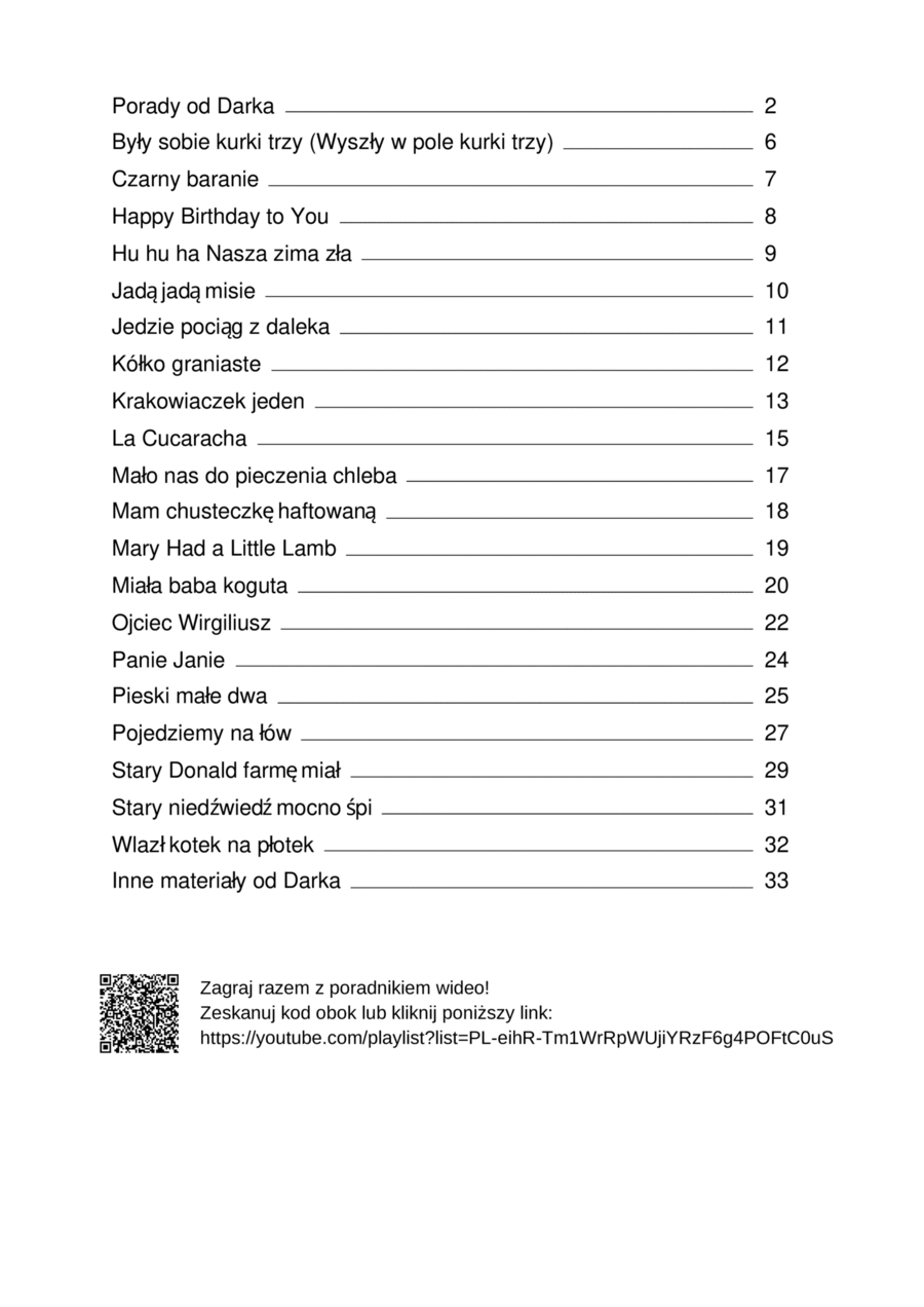 Polish Children Sheet Music Collection - 20 Songs [GUITAR TAB] Acoustic Guitar scores gallery preview page 1