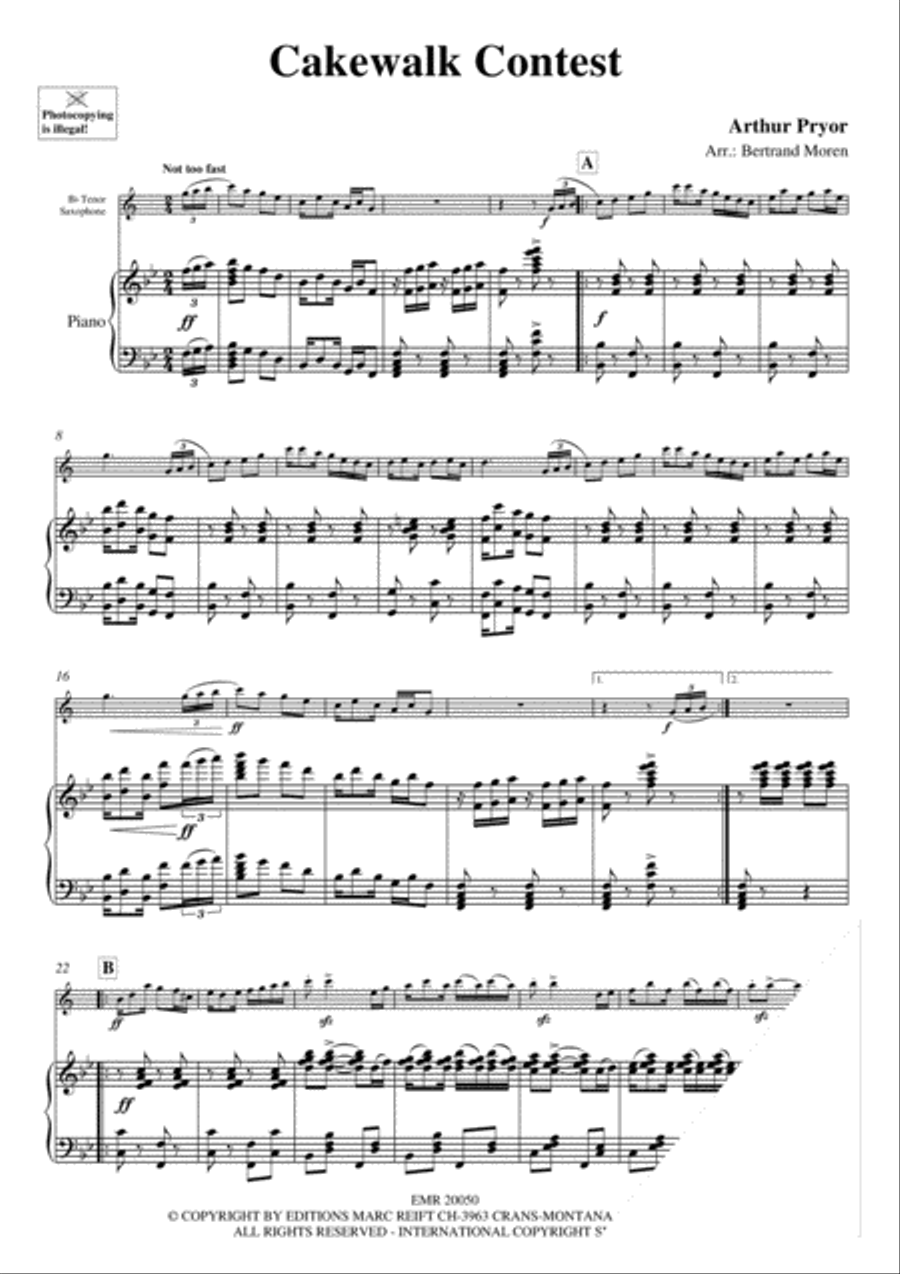 Cakewalk Contest Tenor Saxophone scores gallery preview page 3