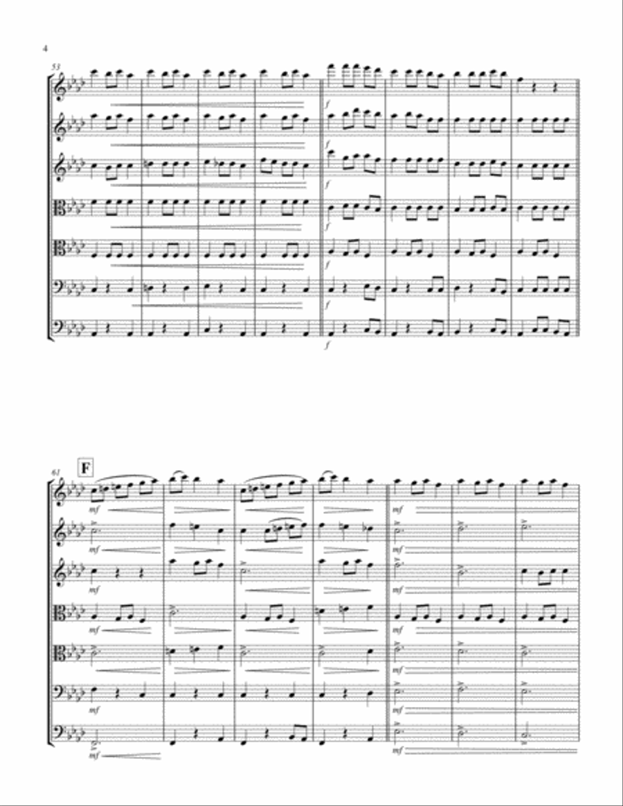 Carol of the Bells (F min) (String Septet - 3 Violin, 2 Viola, 2 Cello) Cello scores gallery preview page 4