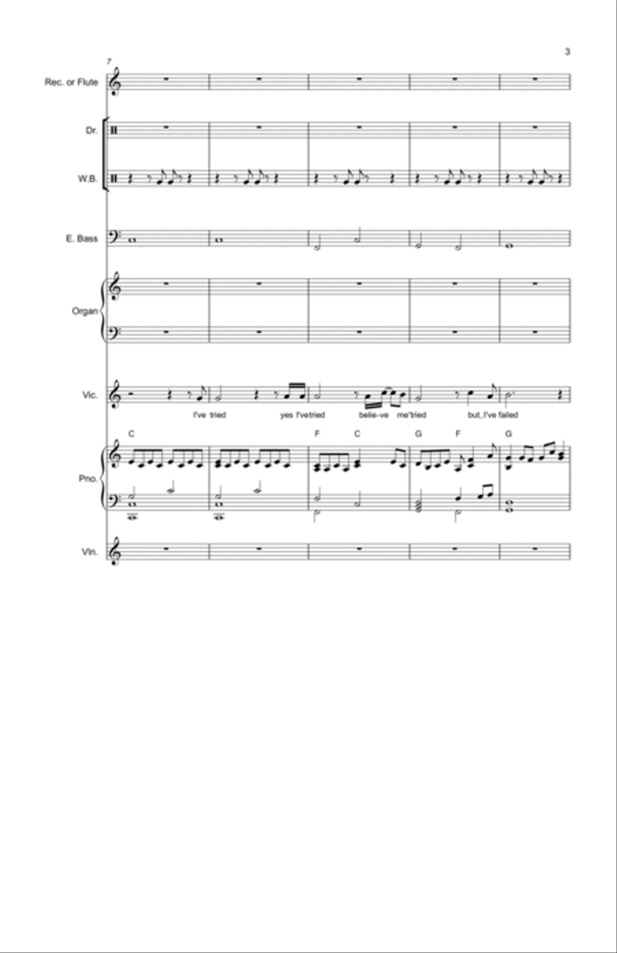 I wish you were mine - Score Only Concert Band scores gallery preview page 3