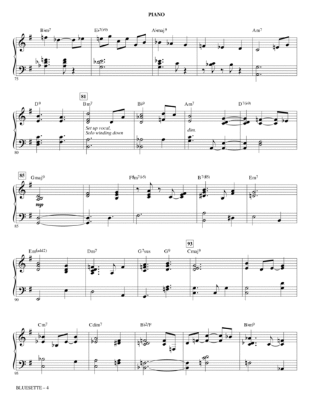 Bluesette (arr. Paris Rutherford) - Piano