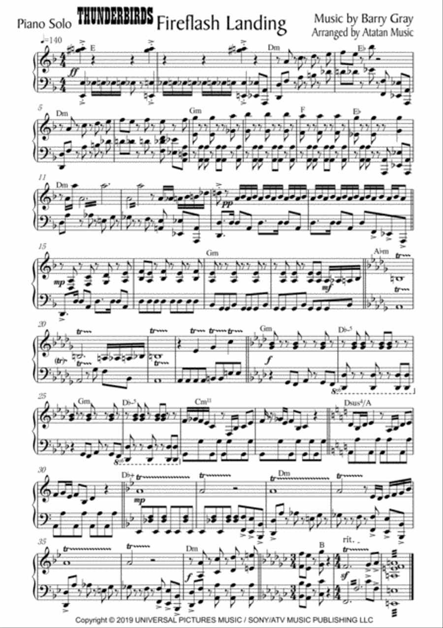 Thunderbirds Piano Solo scores gallery preview page 1