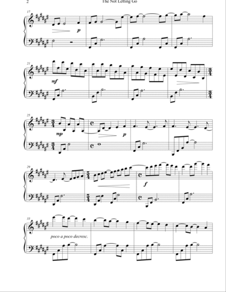 The Not Letting Go Piano Solo scores gallery preview page 2