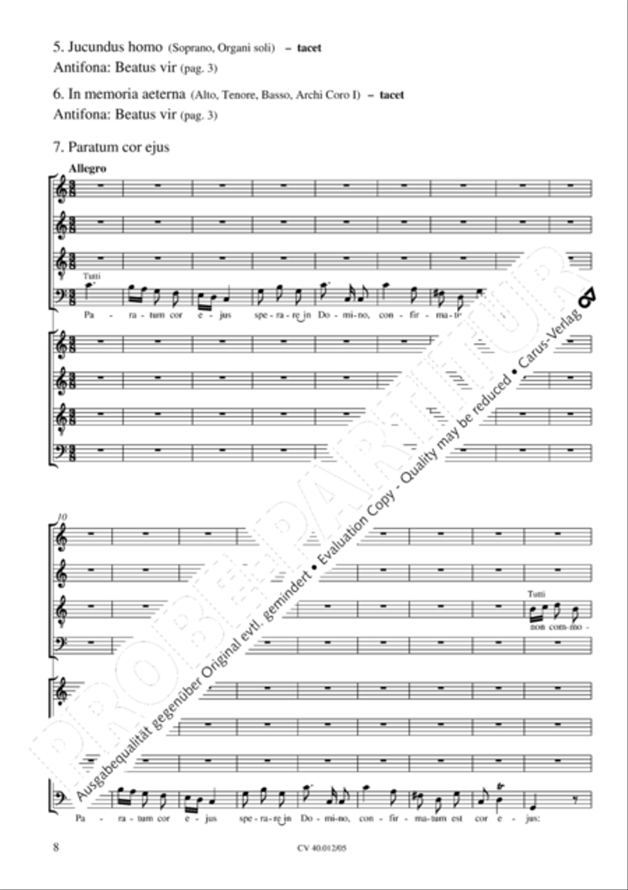 Beatus vir (How blest is he) Psalm 111 4-Part scores gallery preview page 9