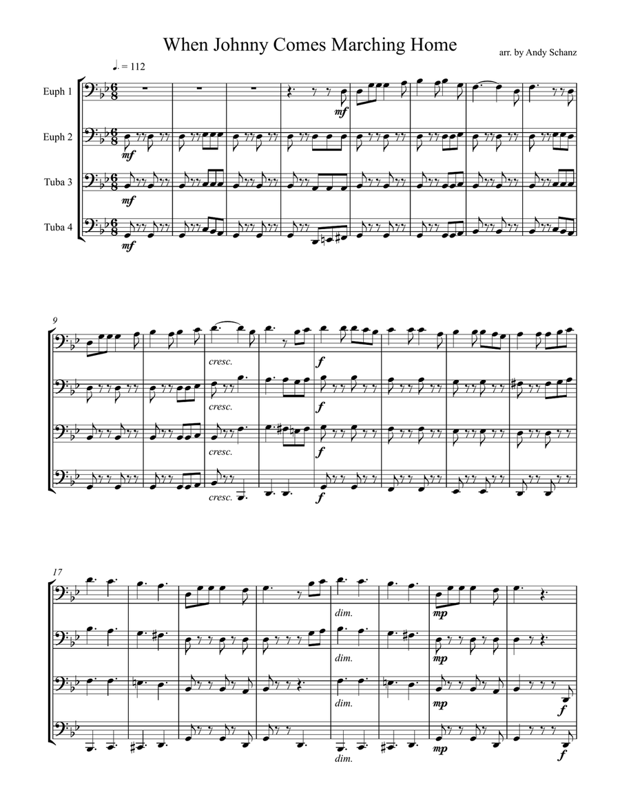 When Johnny Comes Marching Home Brass Duet scores gallery preview page 1