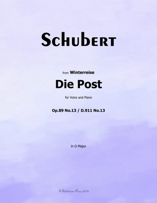Die Post, by Schubert, Op.89(D.911) No.13, in G Major