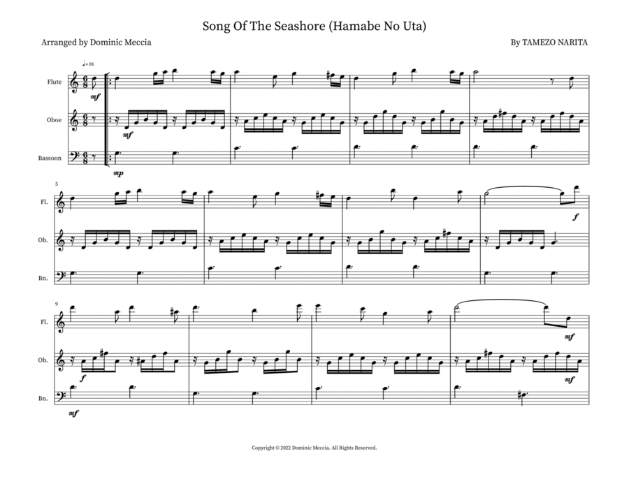 Song Of The Seashore (Hamabe No Uta) Small Ensemble scores gallery preview page 1
