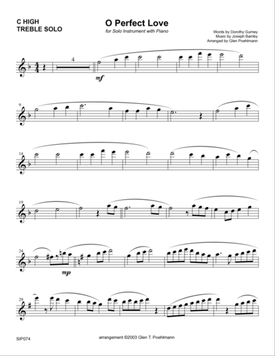 O PERFECT LOVE - SOLO INSTRUMENT with Piano Accompaniment (any Brass, Woodwind, String or Mallet Per Large Ensemble scores gallery preview page 6