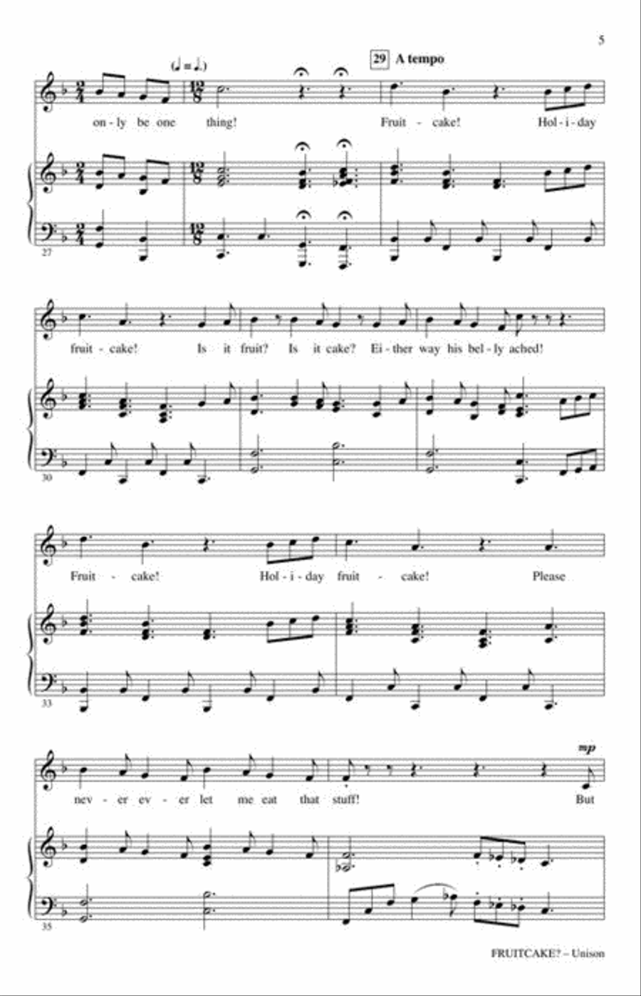 Fruitcake? Unison Choir scores gallery preview page 4