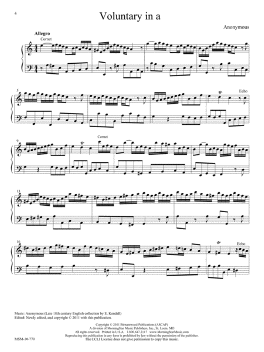 17th and 18th Century Organ Voluntaries for Manuals and Manuals with Pedal Points Organ scores gallery preview page 4
