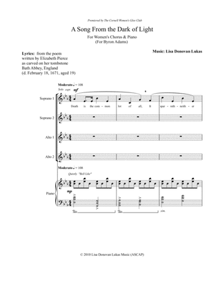 A Song From the Dark of Light (for Women's Chorus and Piano)
