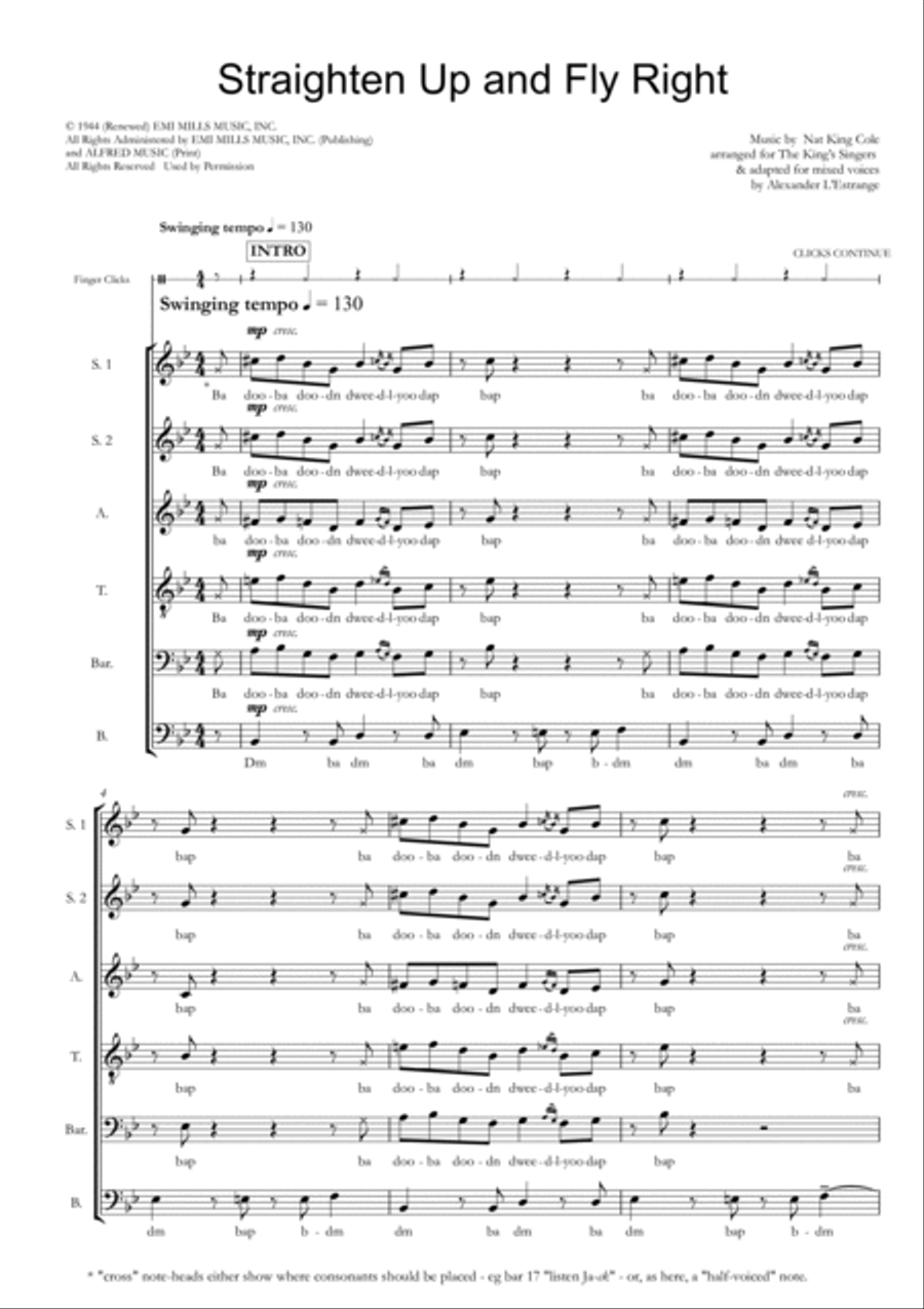 Straighten Up And Fly Right A Cappella scores gallery preview page 2