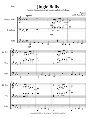 Book cover for Jingle Bells for Brass Trio (Trumpet, Trombone, Tuba)