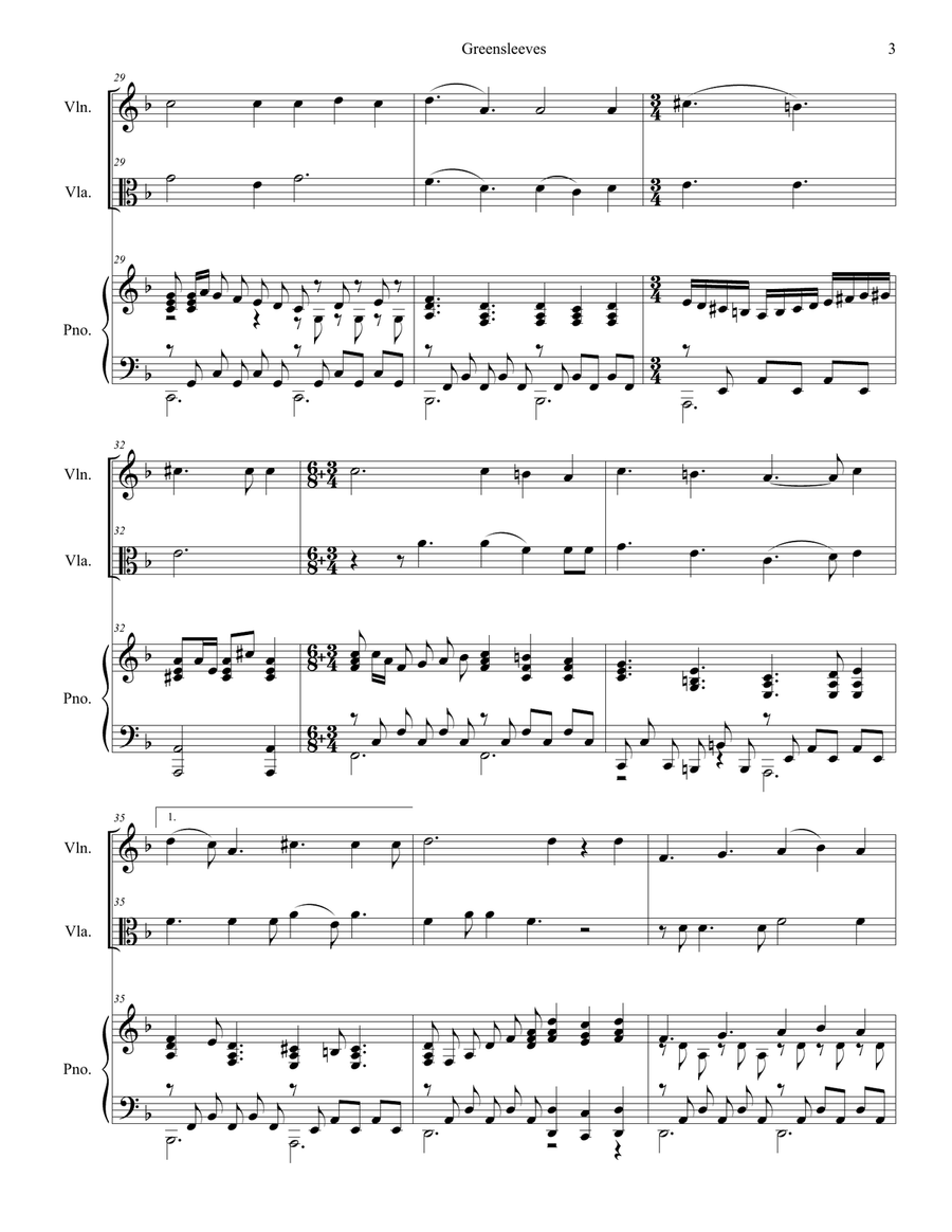 Greensleeves (Duet for Violin and Viola)