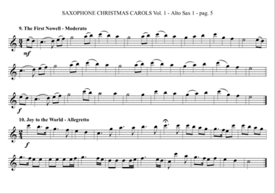 SAXOPHONE CHRISTMAS CAROLS vol. 1 - 12 English Carols for Sax Quartet (SATB or AATB) Saxophone Quartet scores gallery preview page 5