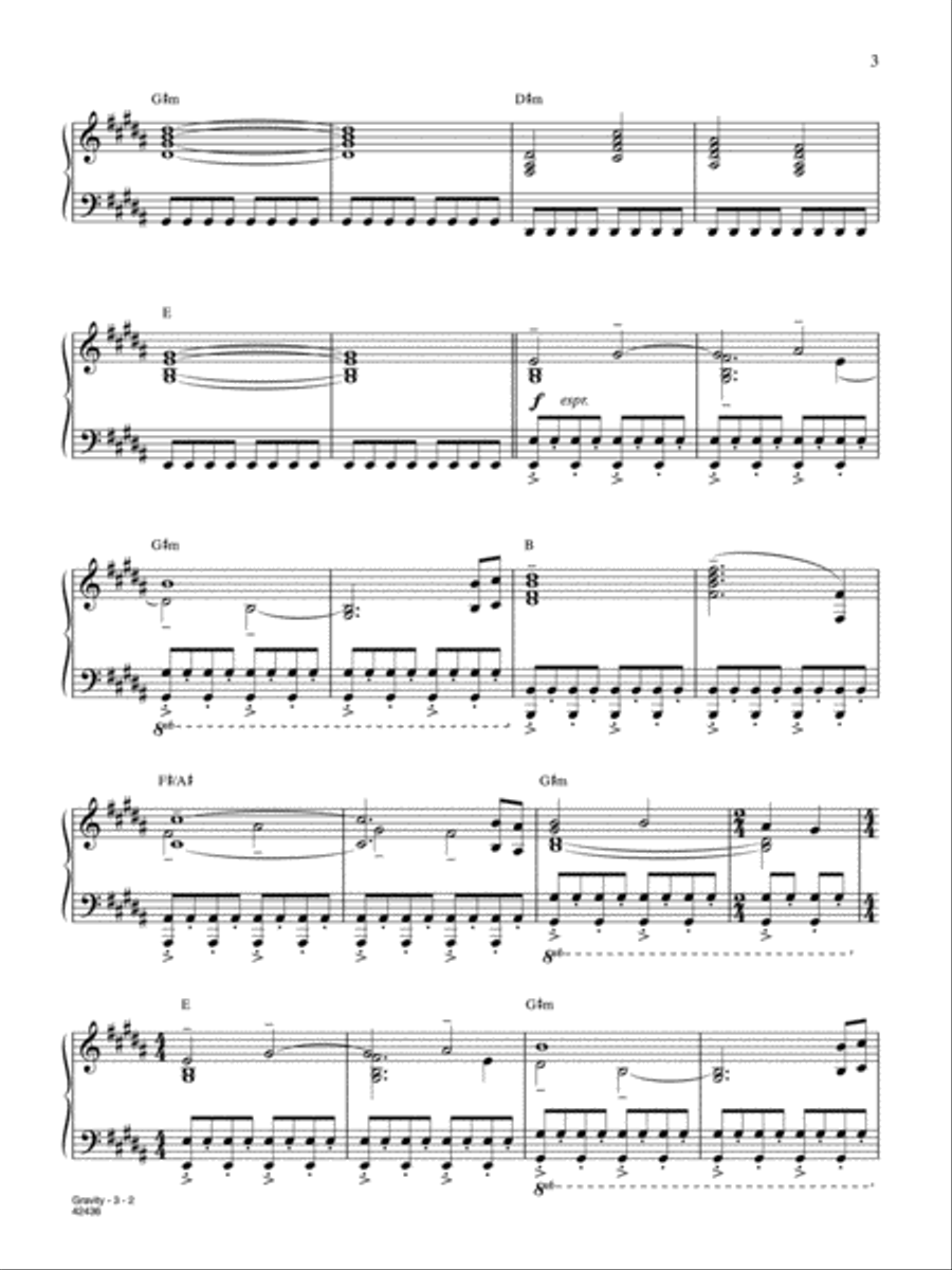 Gravity (from the Motion Picture Gravity) Piano Solo scores gallery preview page 2