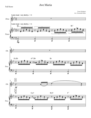 Ave Maria (Franz Schubert) for Oboe Solo and Piano with Chords