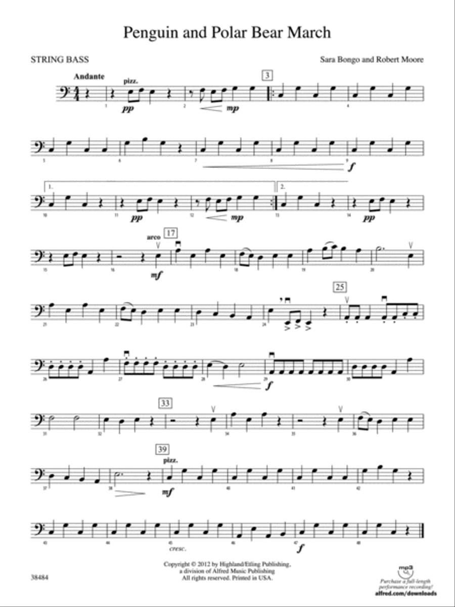 Penguin and Polar Bear March: String Bass String Orchestra scores gallery preview page 1