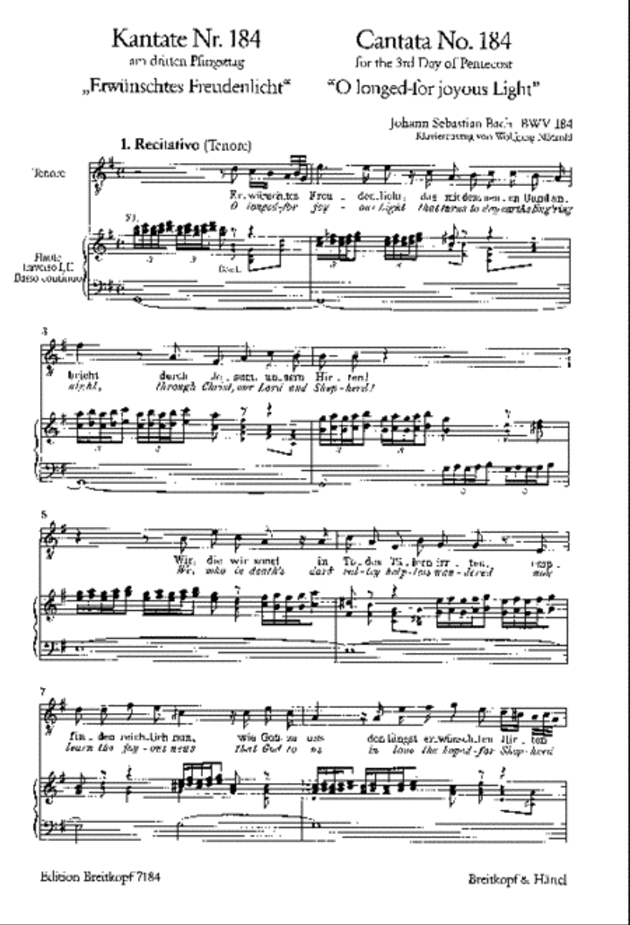 Cantata BWV 184 “O longed-for joyous Light” 4-Part scores gallery preview page 2