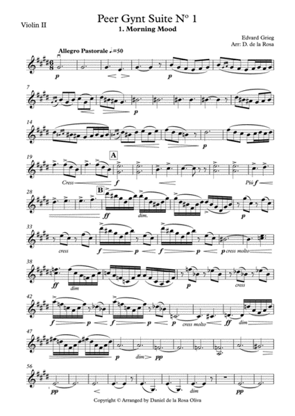 Peer Gynt Suite Nº 1 - E. Grieg - For String Quartet (Violin II)