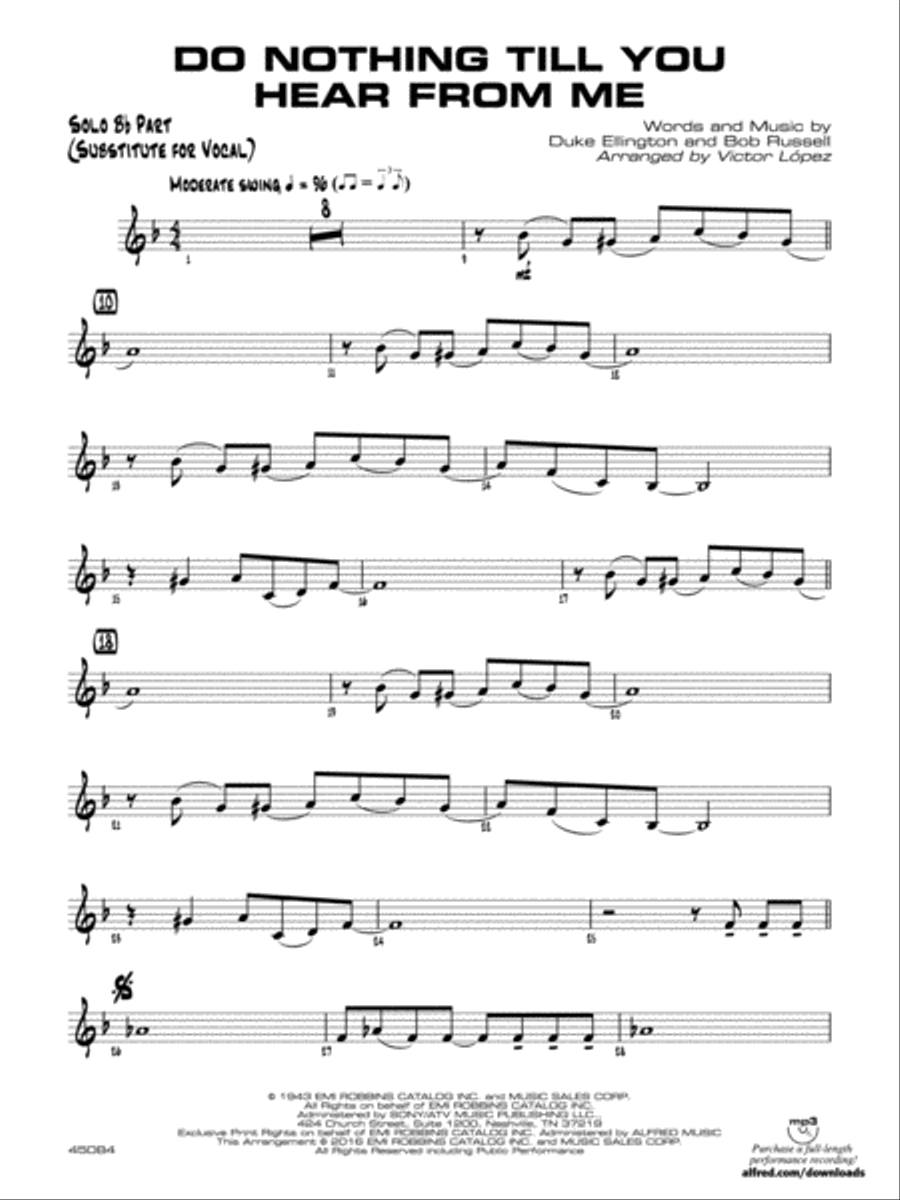 Do Nothing Till You Hear from Me: Solo Bb Part (Substitute for Vocal) Jazz Ensemble scores gallery preview page 1