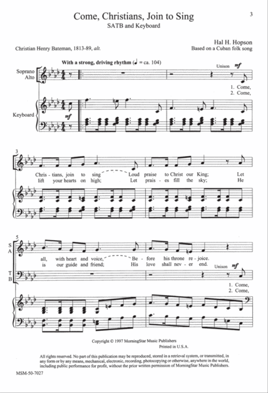 Come, Christians, Join to Sing 4-Part scores gallery preview page 3