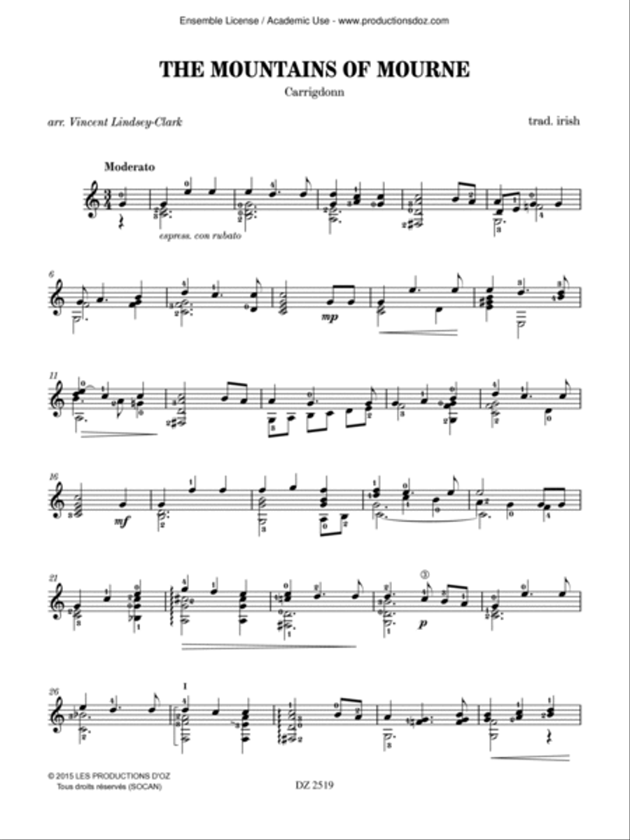 The Mountains of Mourne Classical Guitar scores gallery preview page 2