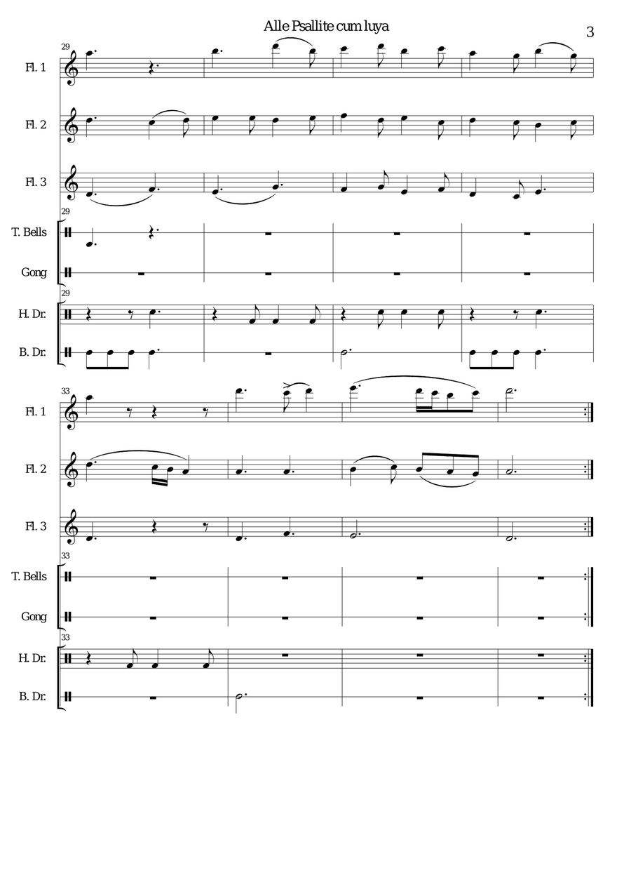 Alle psallite cum luya for flute trio and percussion Flute Trio scores gallery preview page 3