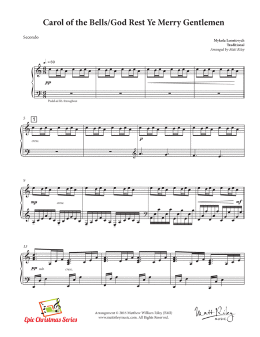 Carol of the Bells Medley - One Piano, Four Hands 1 Piano, 4-Hands scores gallery preview page 3