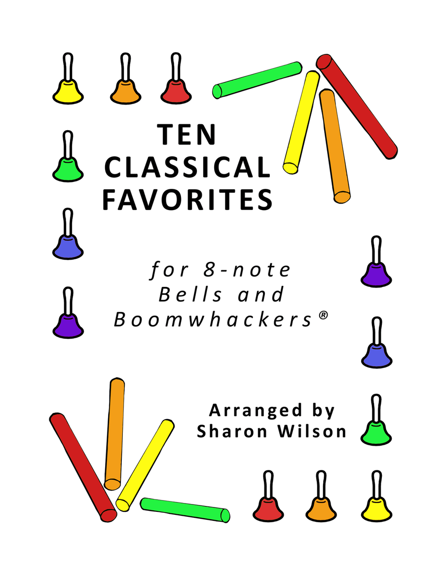 Ten Classical Favorites for 8-note Bells and Boomwhackers® (with Black and White Notes) Handbell Choir scores gallery preview page 1
