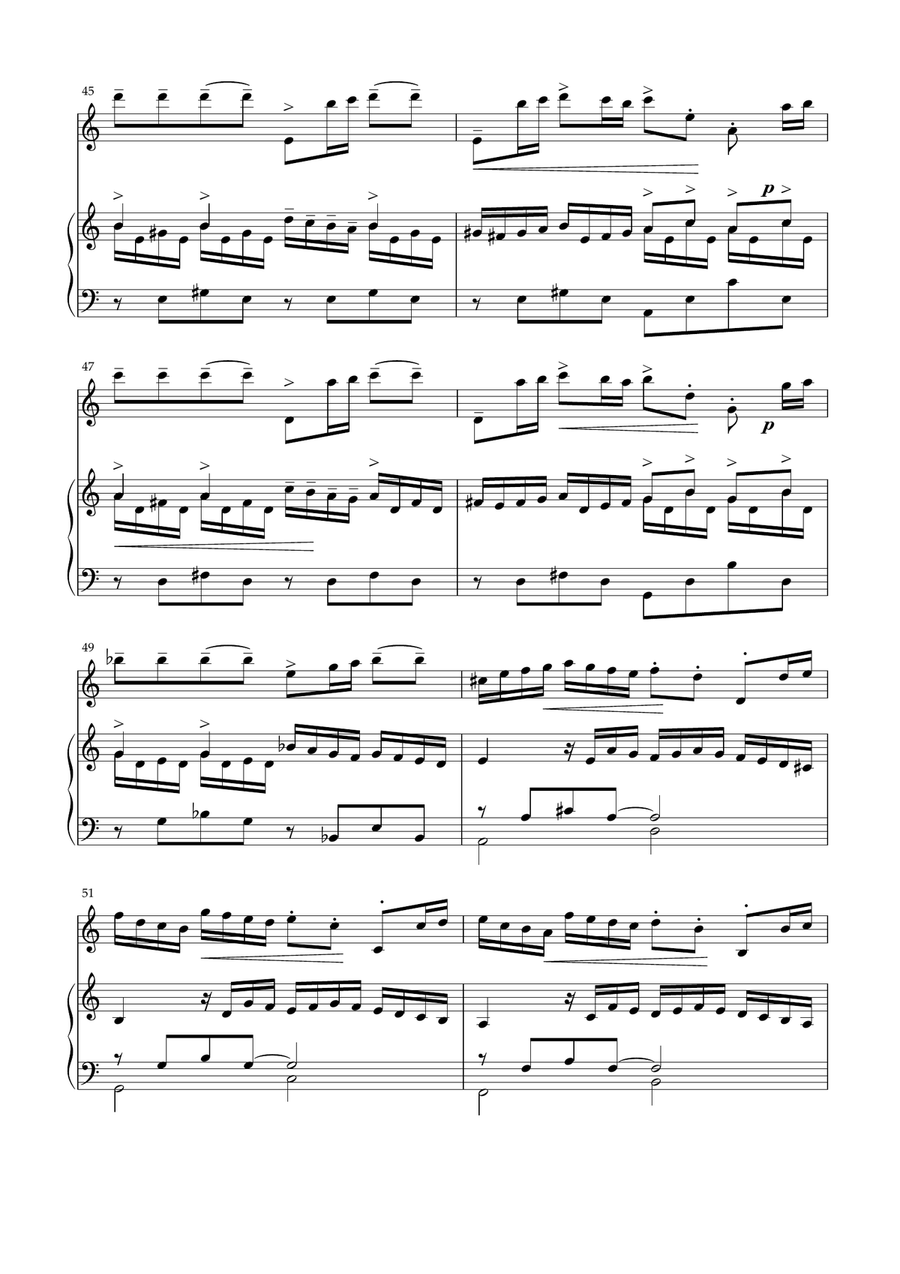 Vivaldi - Concerto in A minor RV 356 (Allegro) for violin and piano Violin Solo scores gallery preview page 6