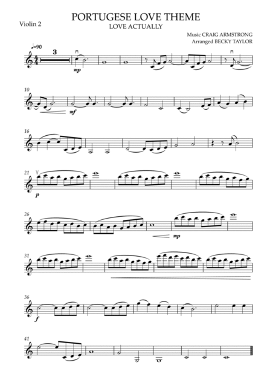 Portuguese Love Theme String Quartet scores gallery preview page 2