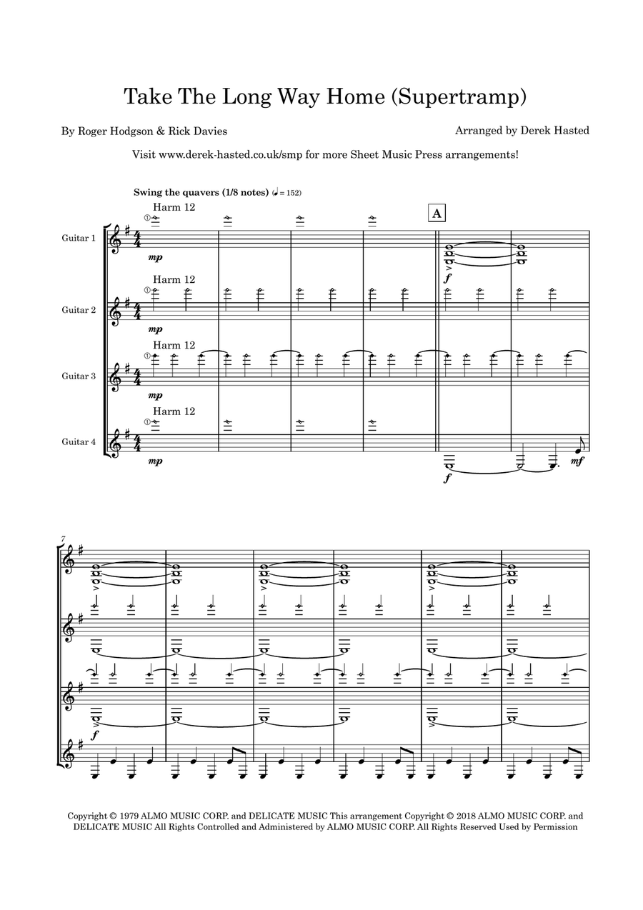 Take The Long Way Home Guitar Ensemble scores gallery preview page 4
