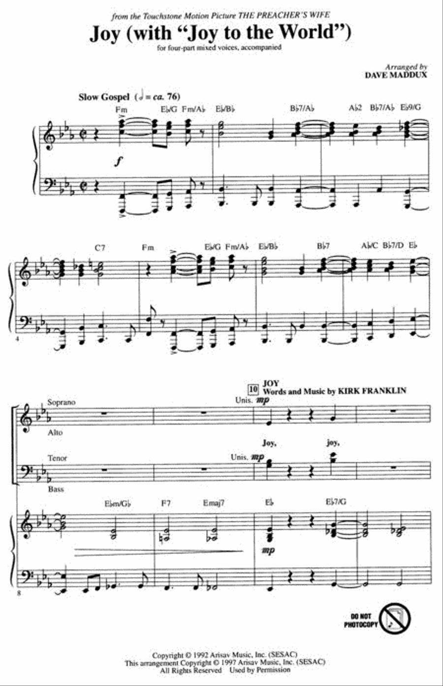 Joy (with Joy to the World) 4-Part scores gallery preview page 2