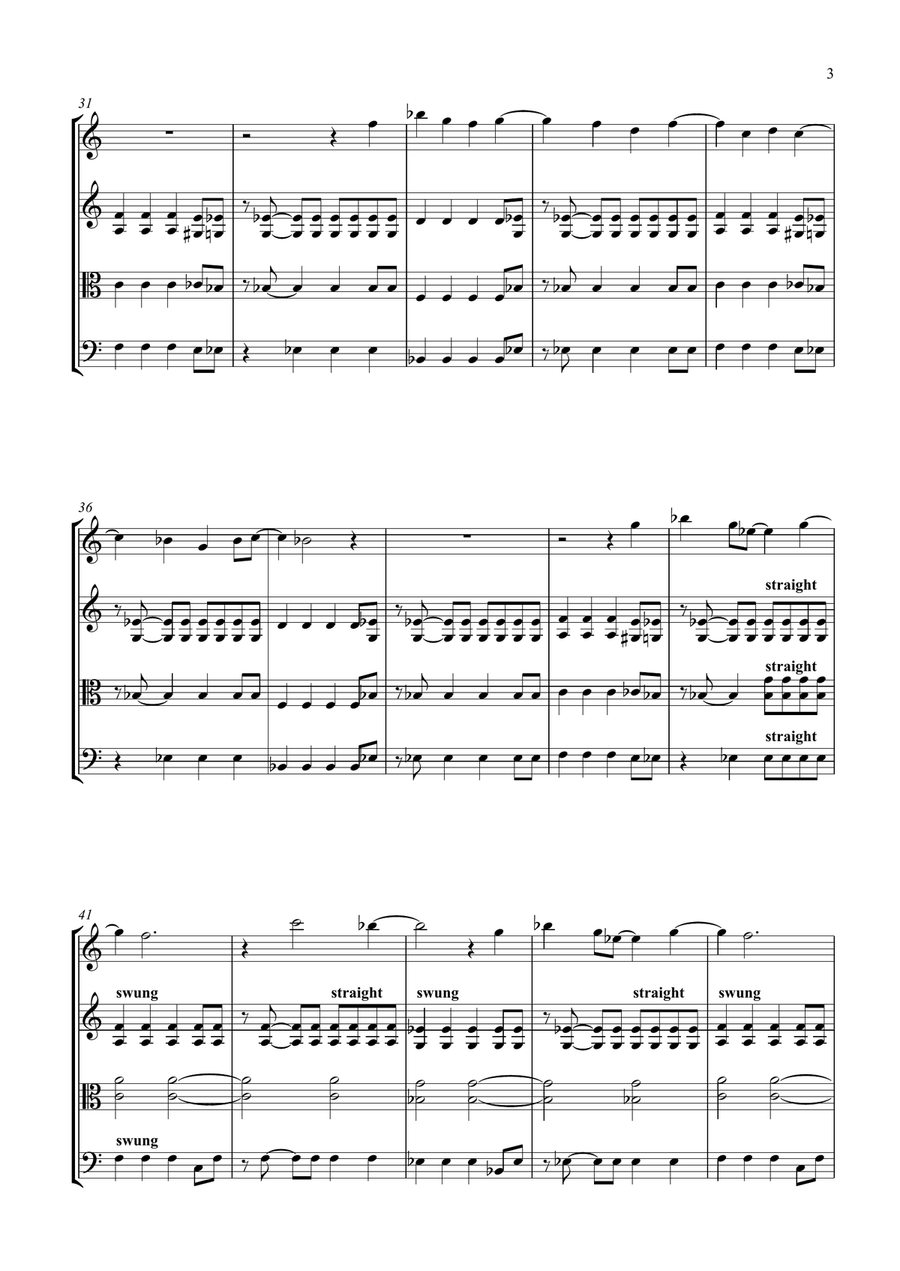 Walking On Sunshine String Quartet scores gallery preview page 3