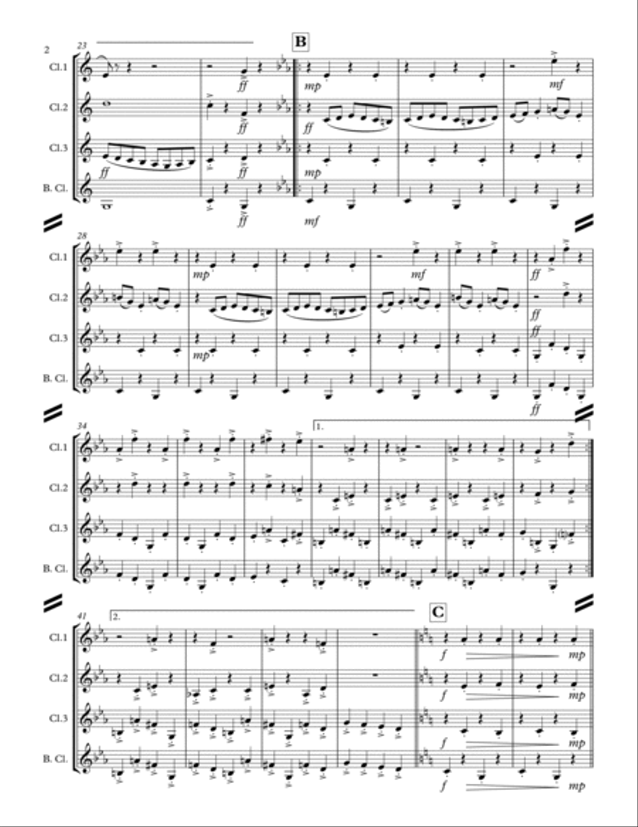 Dizzy Fingers (for Clarinet Quartet) Clarinet Quartet scores gallery preview page 3