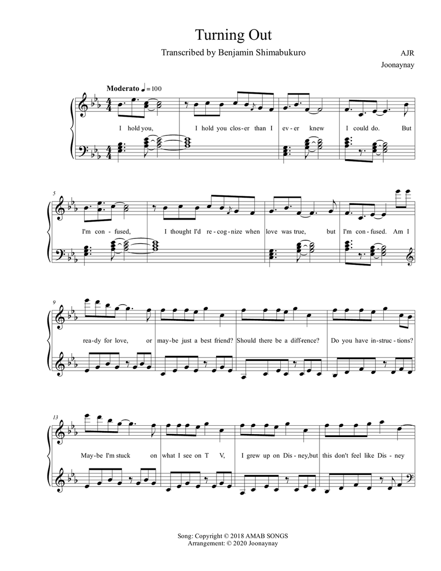 Turning Out Piano Solo scores gallery preview page 1