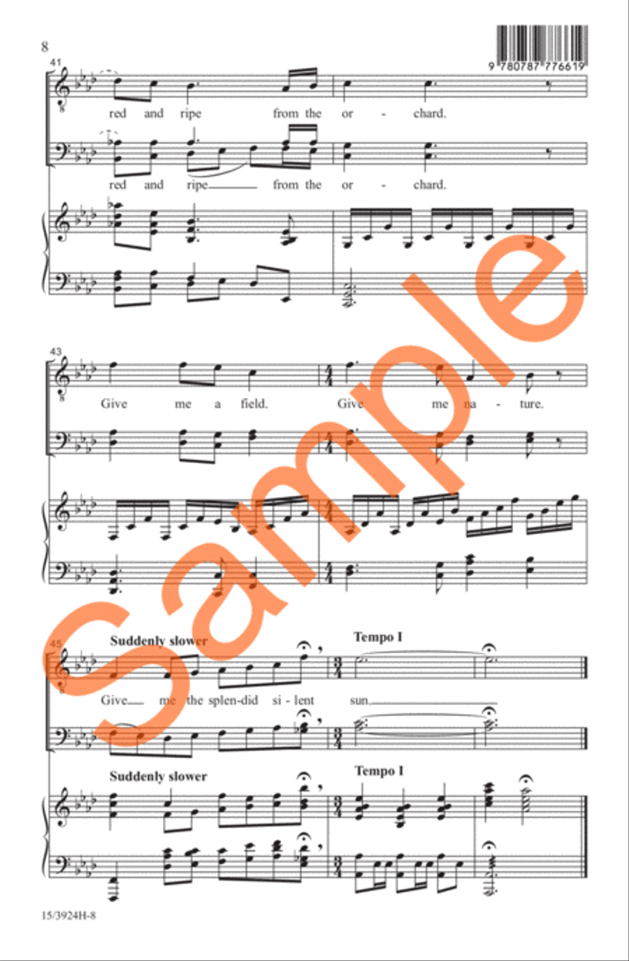 Give Me the Splendid Silent Sun TTB scores gallery preview page 8