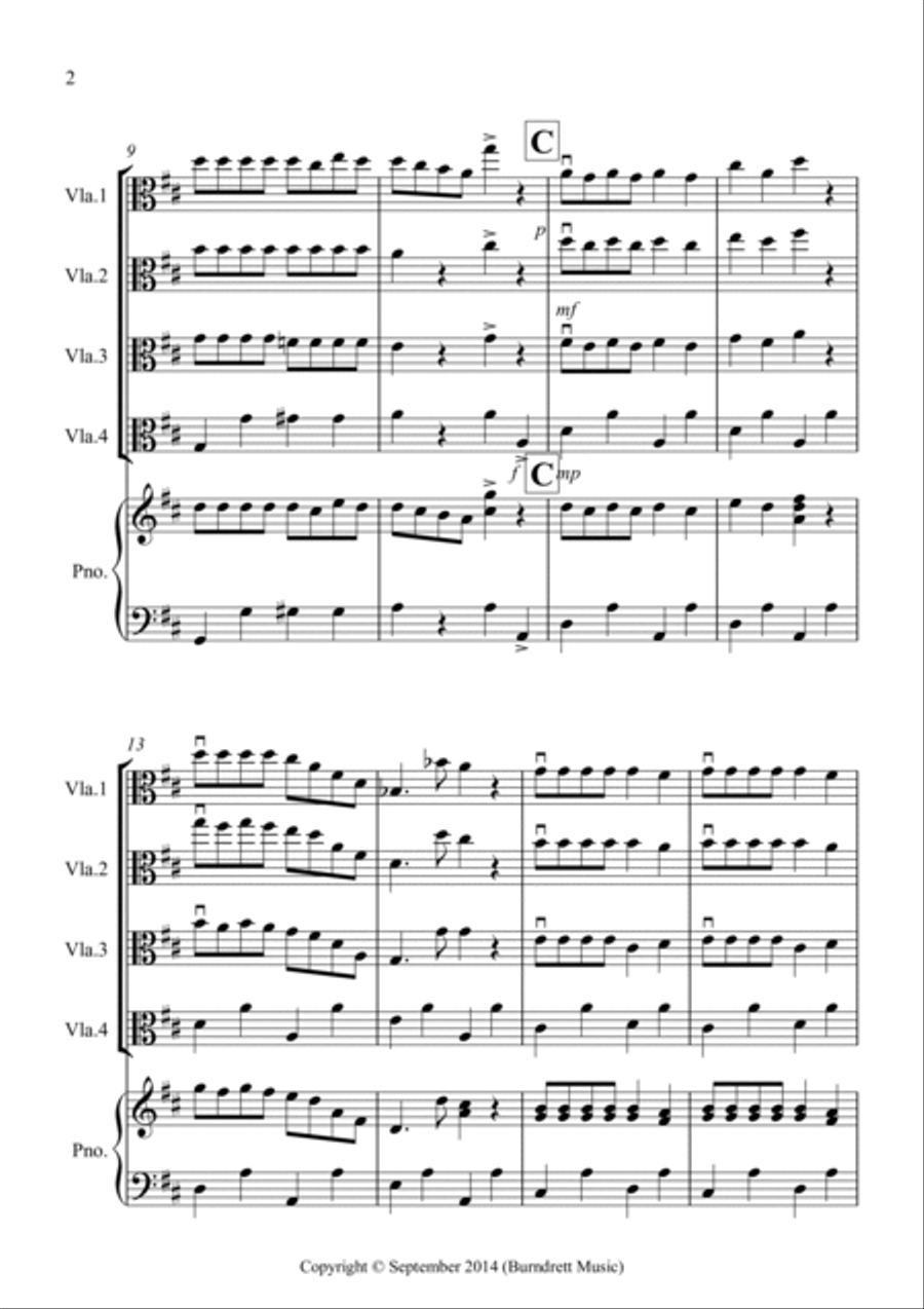 Dance of the Reed Pipes (Fantasia from Nutcracker) for Viola Quartet Viola Solo scores gallery preview page 2